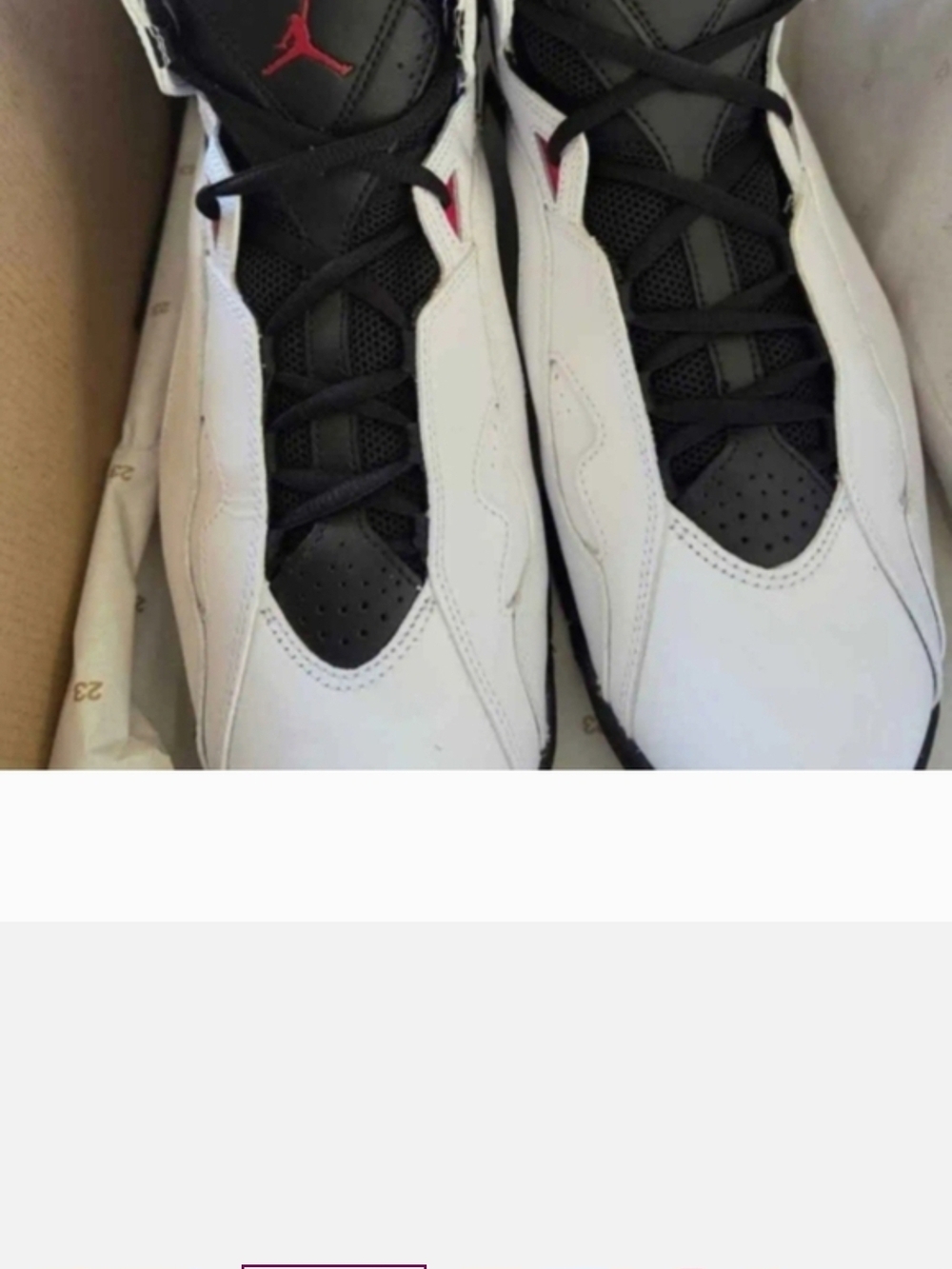 Jordan Men's White Black Red Shoes - Picture 2 of 7